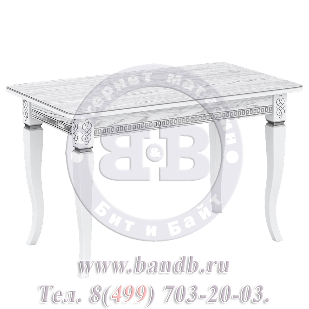 Стол Роял 1 НР, цвет RAL9003, патинирование стола в цвет серебро Картинка № 2