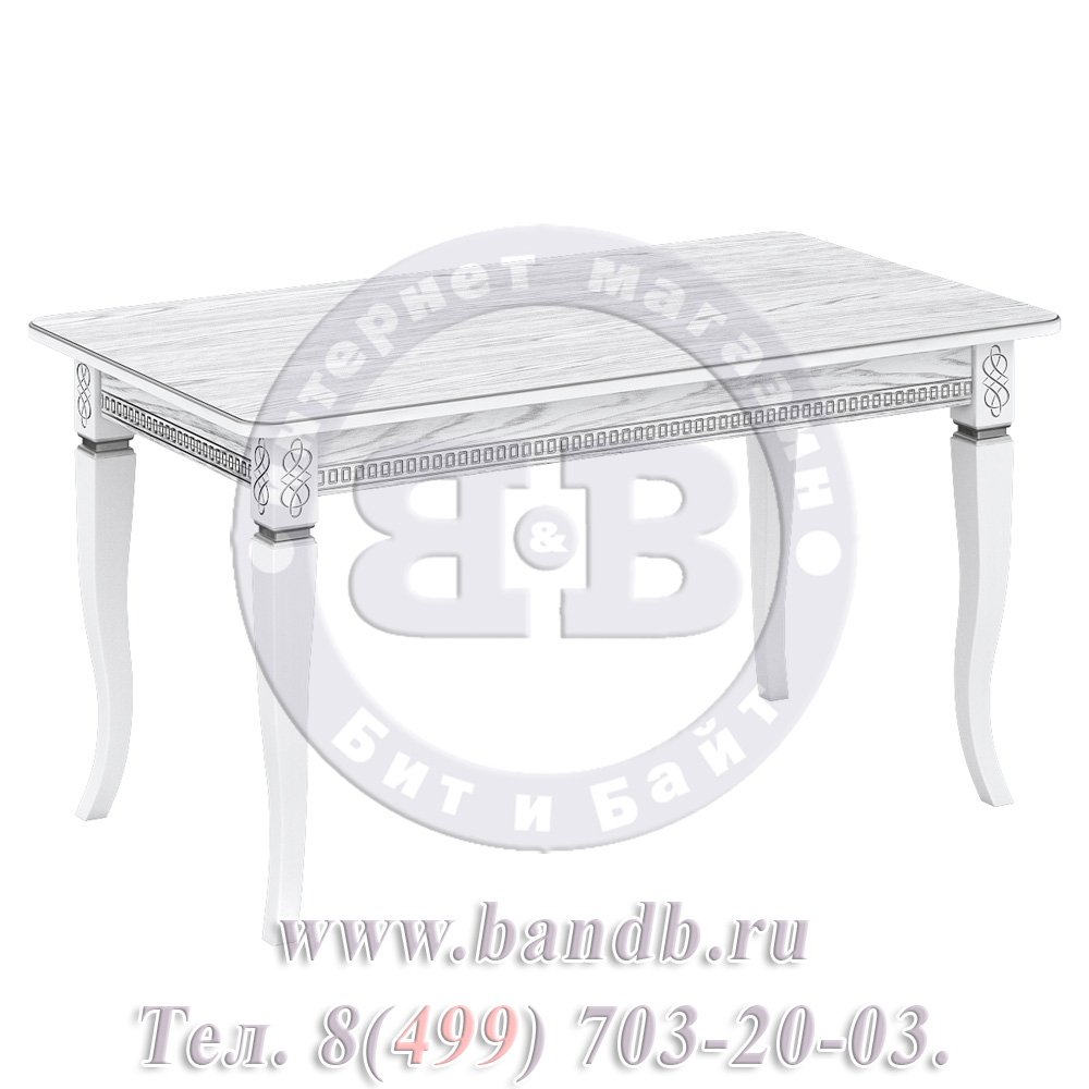 Стол Роял 2 НР, цвет RAL9003, патинирование стола в цвет серебро Картинка № 2