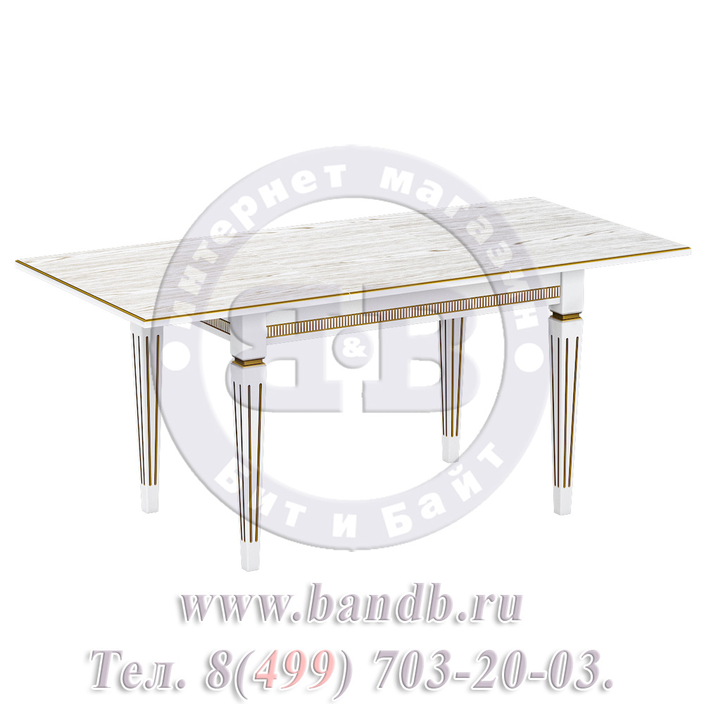 Стол Стар 2 Р, цвет RAL9003, патинирование стола в цвет золото Картинка № 2