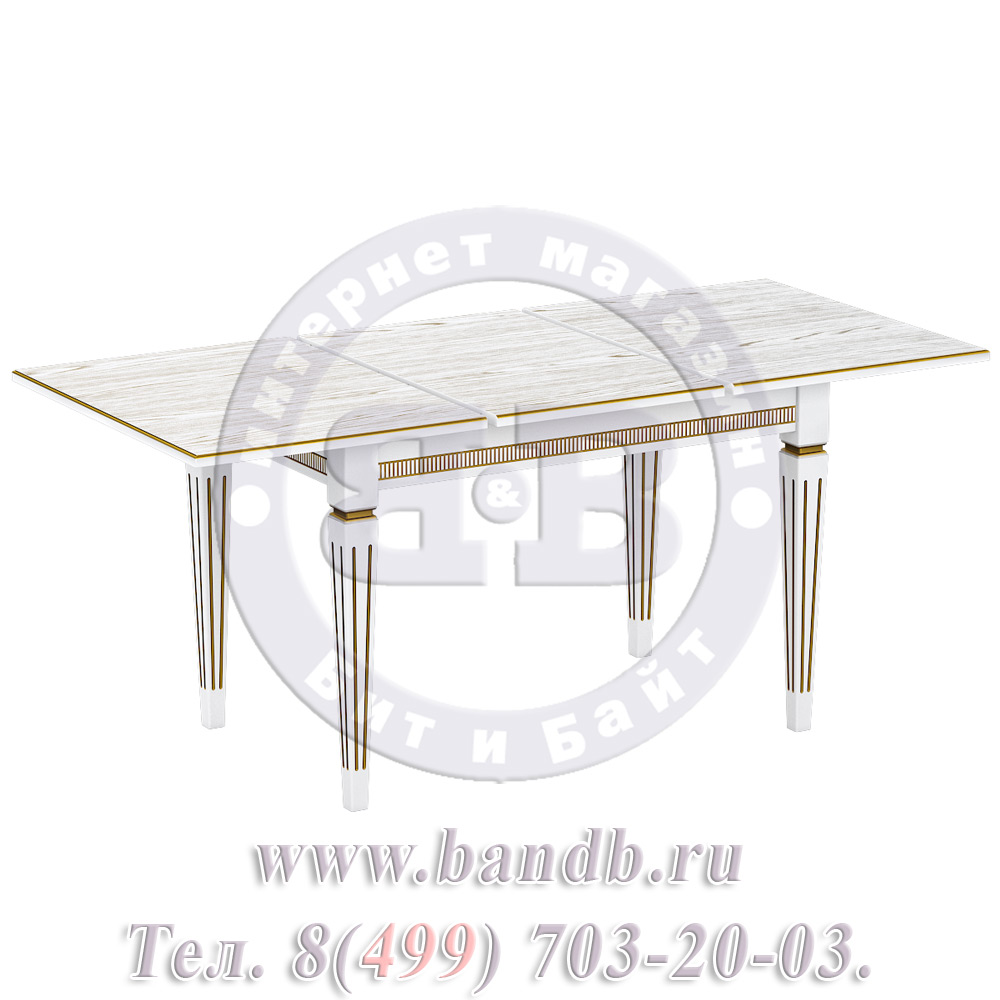 Стол Стар 2 Р, цвет RAL9003, патинирование стола в цвет золото Картинка № 3