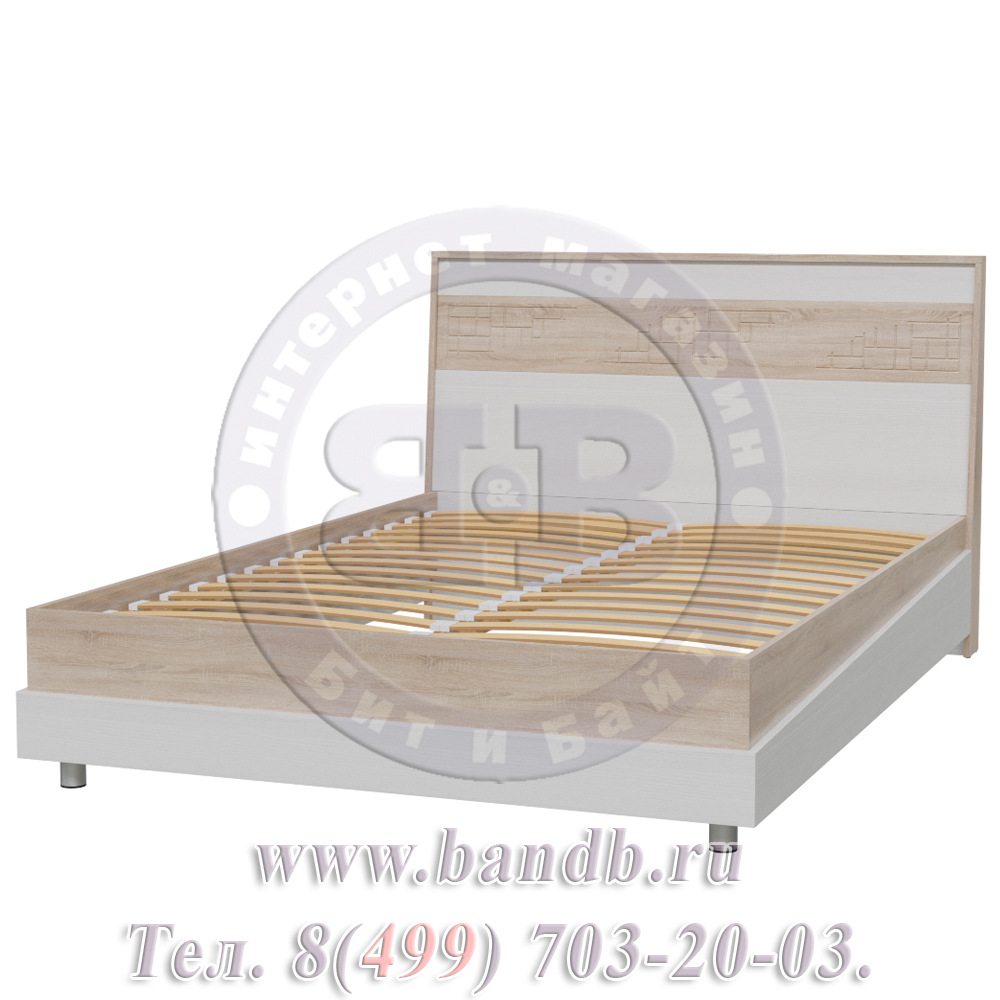 Кровать Мальта 1400 с ортопедическим основанием цвет дуб сонома/рамух белый МДФ Картинка № 2