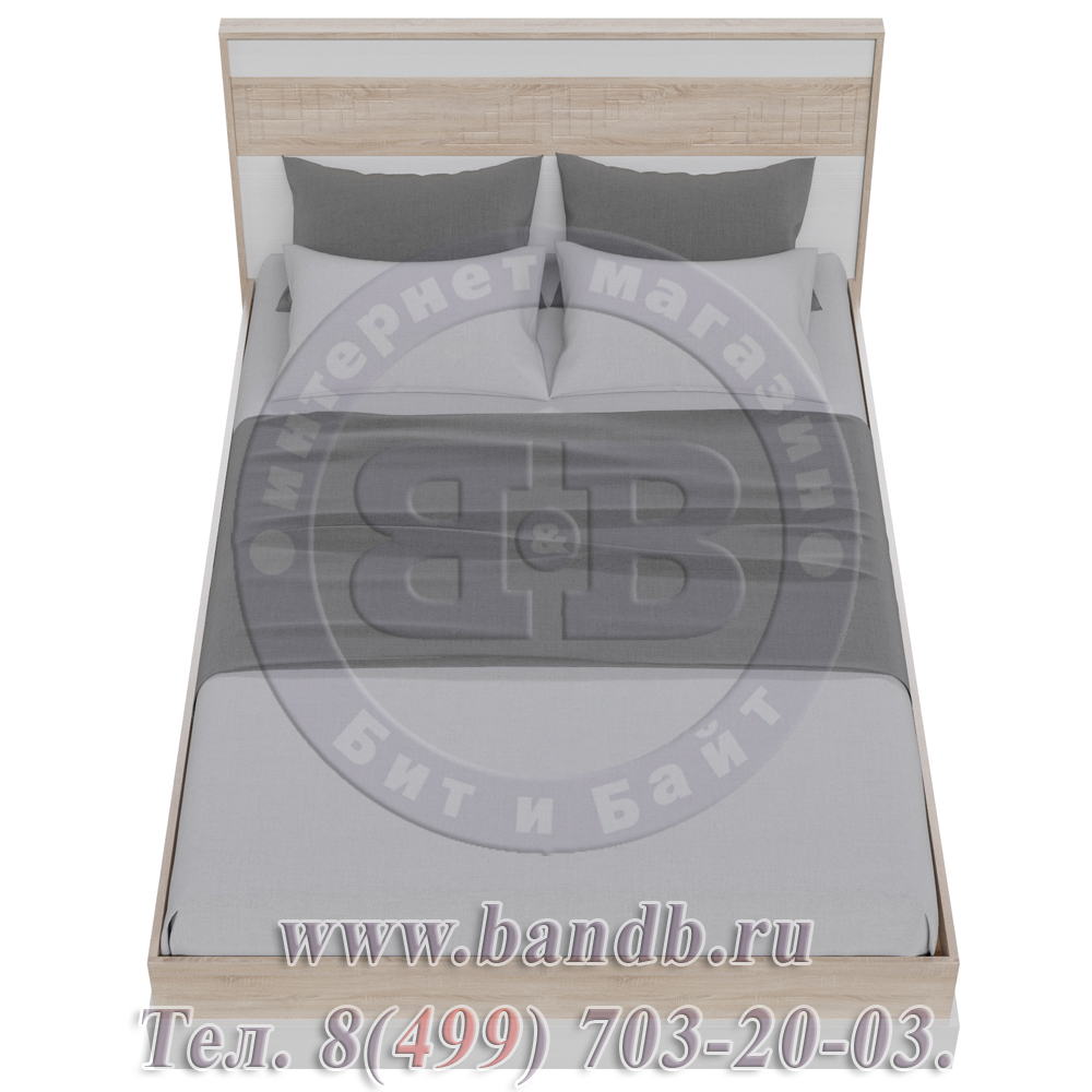 Кровать Мальта 1400 с ортопедическим основанием цвет дуб сонома/рамух белый МДФ Картинка № 3