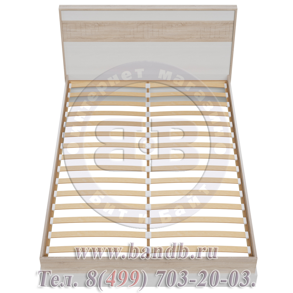 Кровать Мальта 1400 с ортопедическим основанием цвет дуб сонома/рамух белый МДФ Картинка № 4