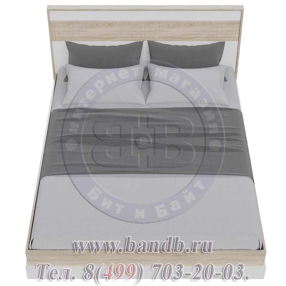 Кровать Мальта 1600 с ортопедическим основанием цвет дуб сонома/рамух белый МДФ Картинка № 3