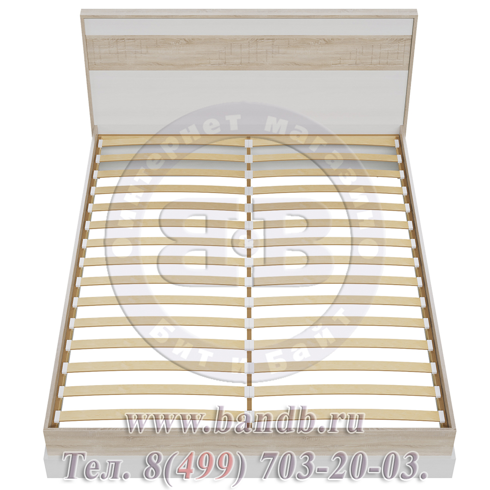 Кровать Мальта 1600 с ортопедическим основанием цвет дуб сонома/рамух белый МДФ Картинка № 4