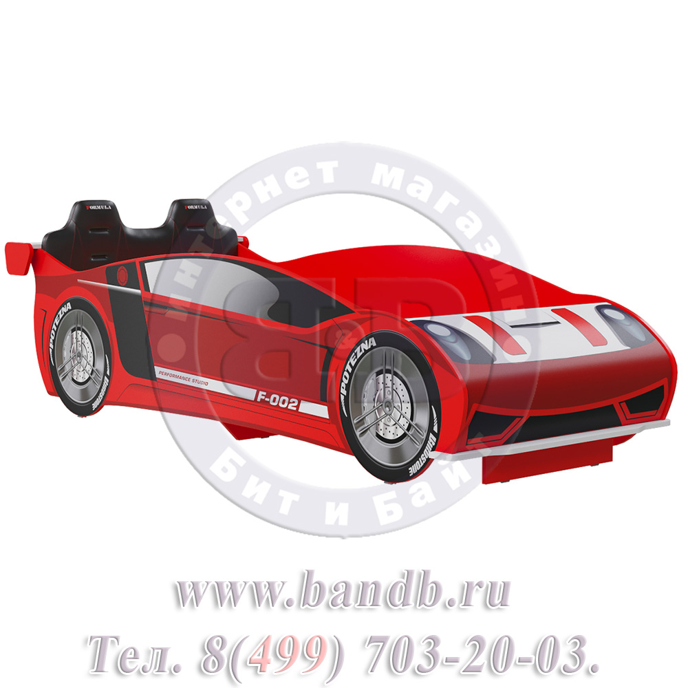 Кровать-машина 900х2000 со спинкой Формула ЛД цвет красный Картинка № 3