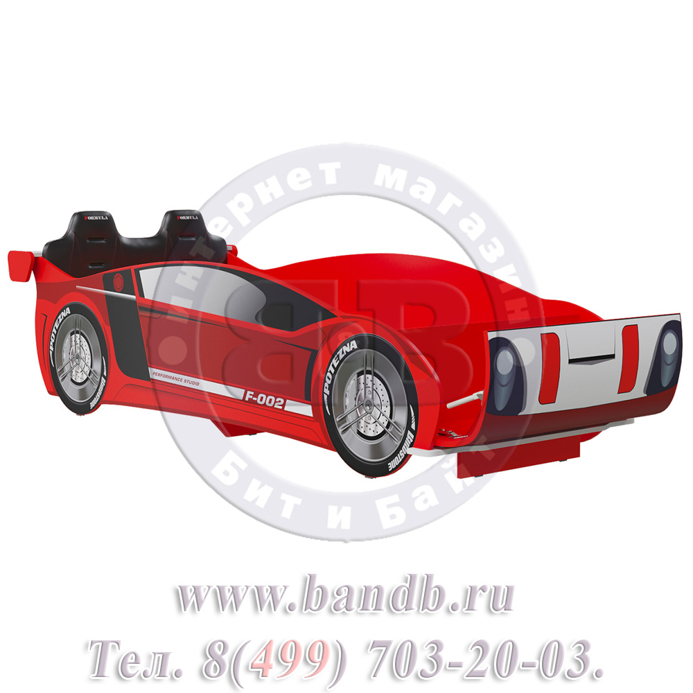 Кровать-машина 900х2000 со спинкой Формула ЛД цвет красный Картинка № 4
