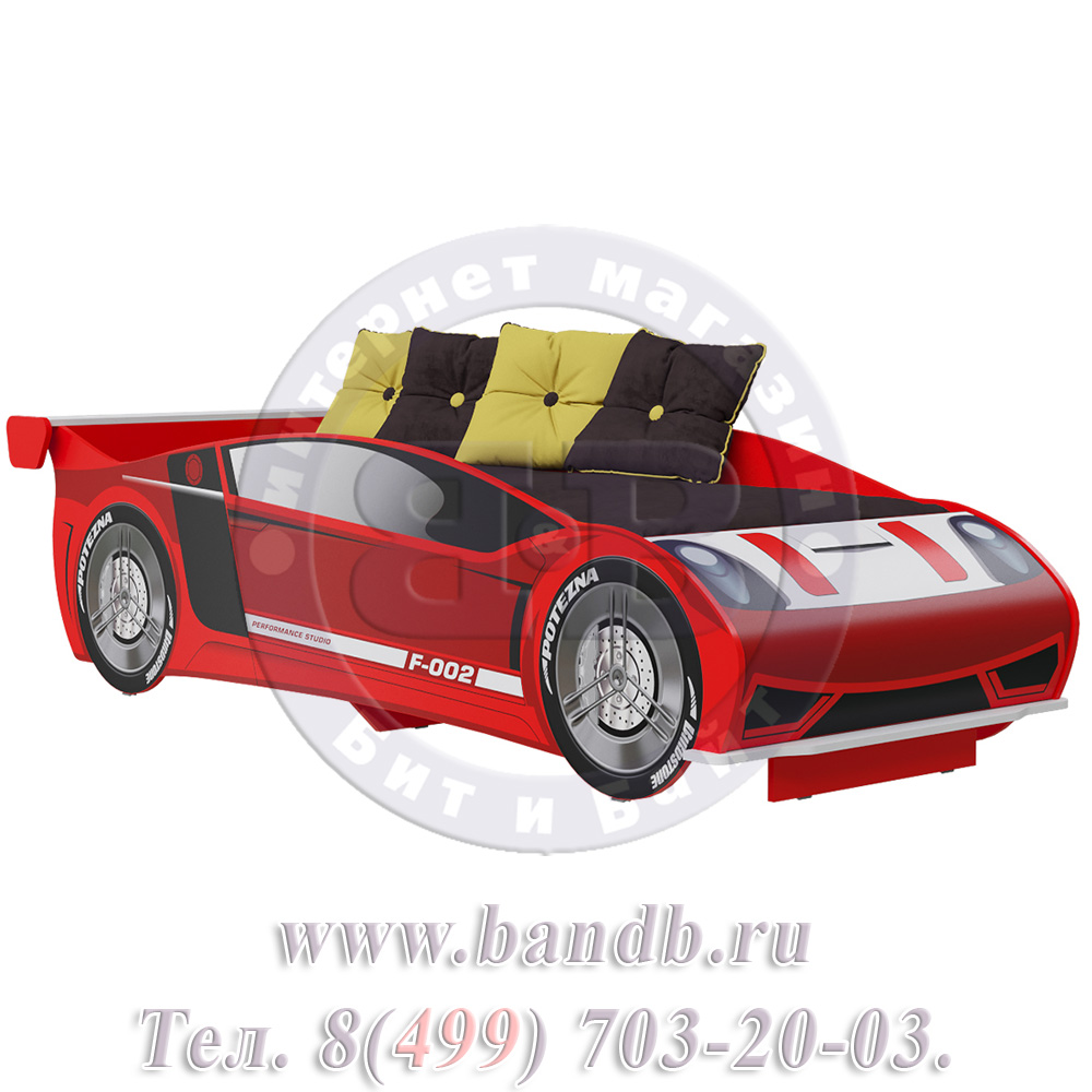 Кровать-машина 900х2000 со спинкой Формула ЛД цвет красный Картинка № 5