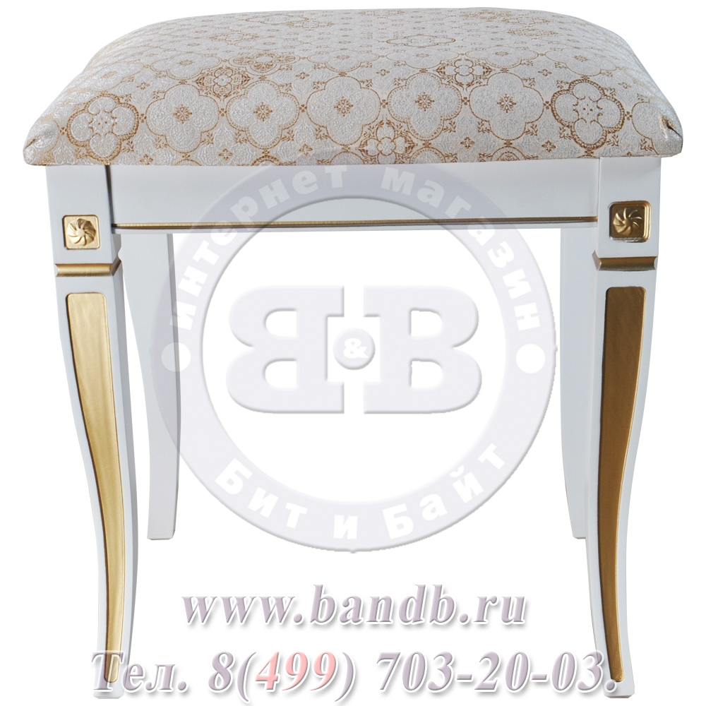 Банкетка-1 Мебель--24 цвет белый с золотом обивка ткань ТК79 Картинка № 2