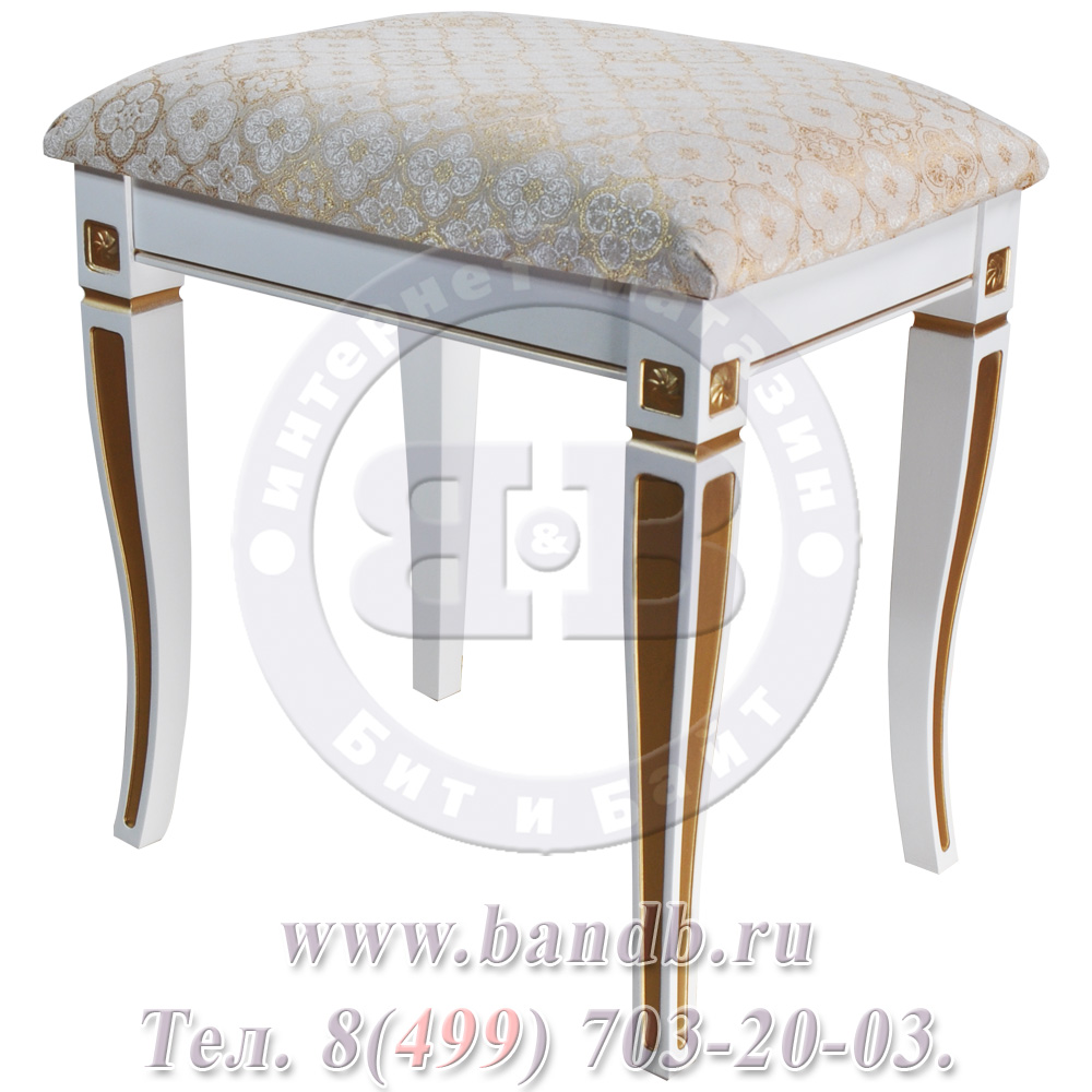 Банкетка-1 Мебель--24 цвет белый с золотом обивка ткань ТК79 Картинка № 3
