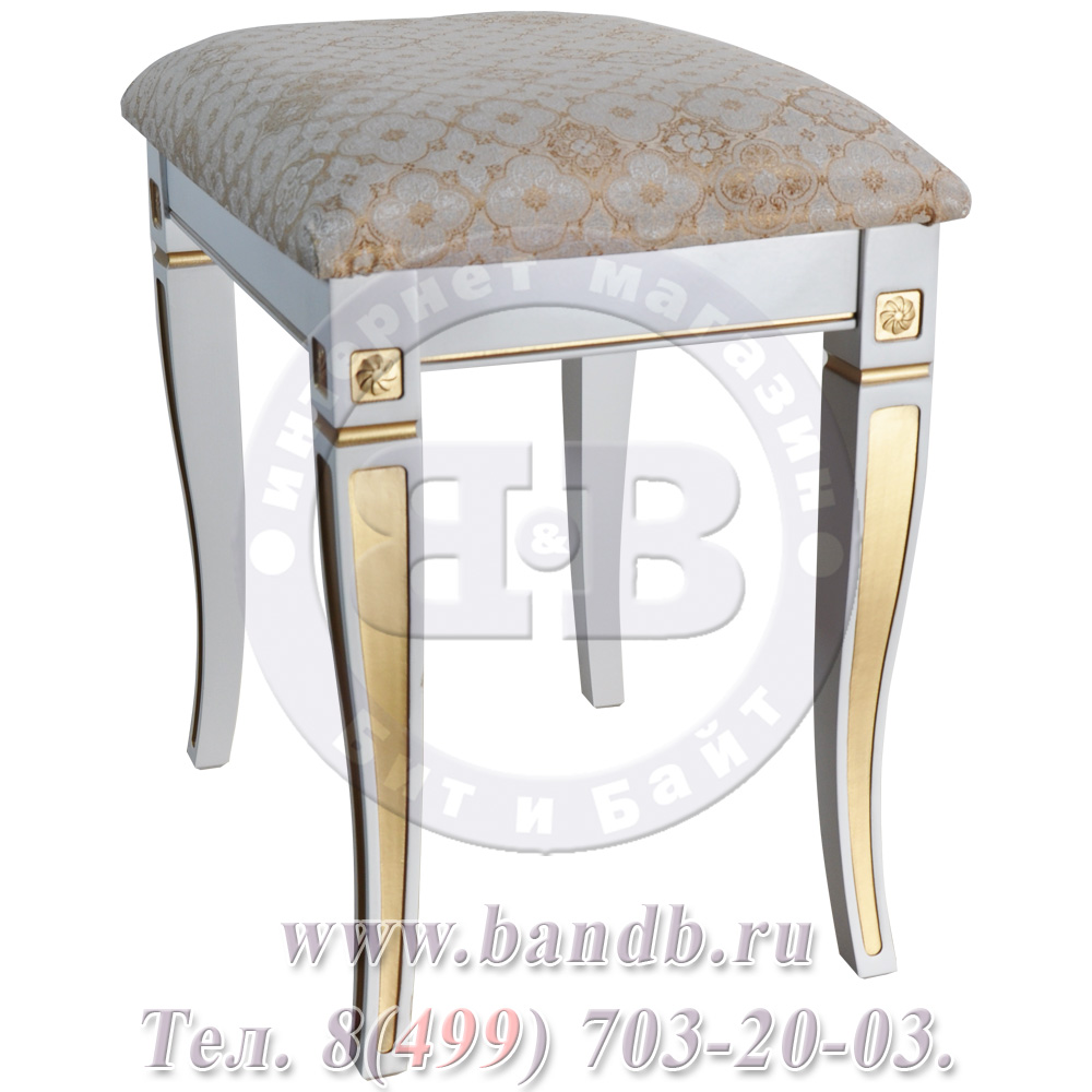 Банкетка-1 Мебель--24 цвет белый с золотом обивка ткань ТК79 Картинка № 4