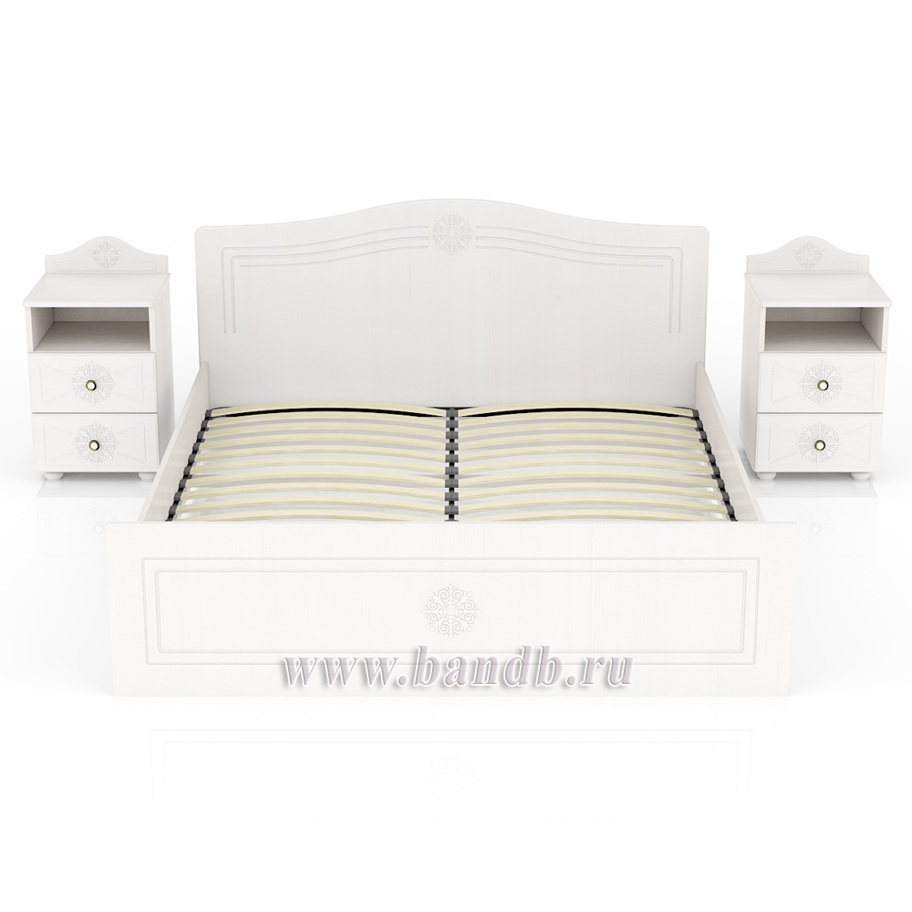 Кровать Онега 1600 с тумбами прикроватными цвет белый Картинка № 7