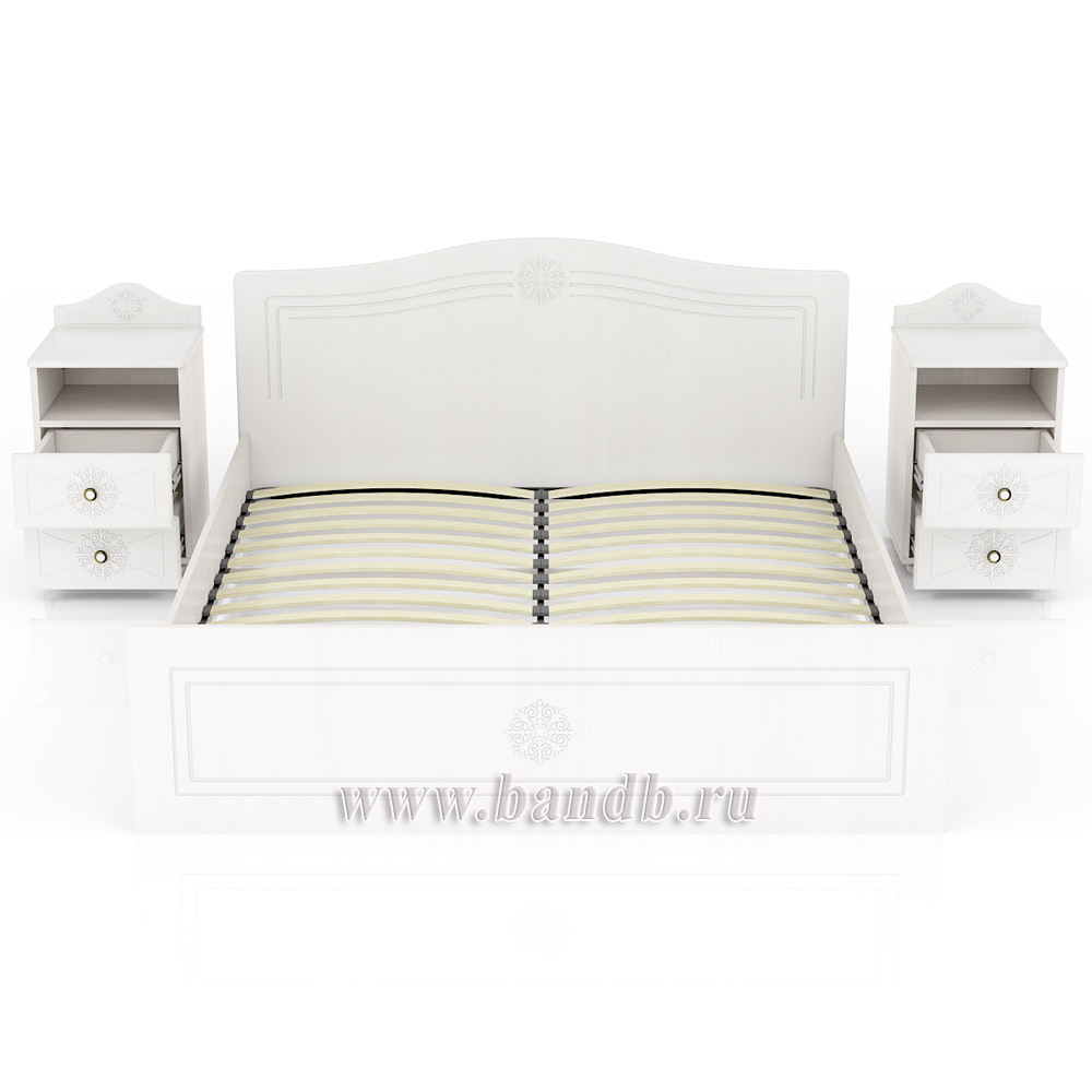 Кровать Онега 1600 с тумбами прикроватными цвет белый Картинка № 8