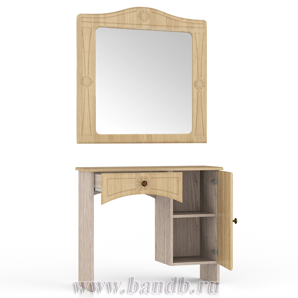 Столик туалетный с зеркалом Онега ТС-1 + ЗН-1 цвет лён/ясень шимо светлый Картинка № 4