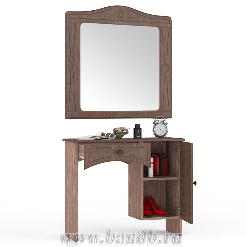 Столик туалетный с зеркалом Онега ТС-1 + ЗН-1 цвет мокко/ясень шимо тёмный Картинка № 2