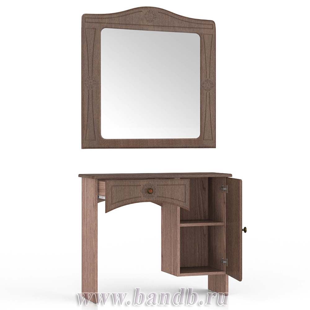 Столик туалетный с зеркалом Онега ТС-1 + ЗН-1 цвет мокко/ясень шимо тёмный Картинка № 4