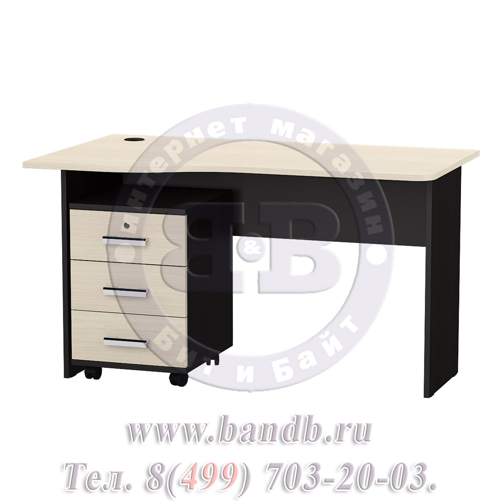 Письменный стол МД 1.04Т с подкатной тумбой цвет венге/дуб Картинка № 3