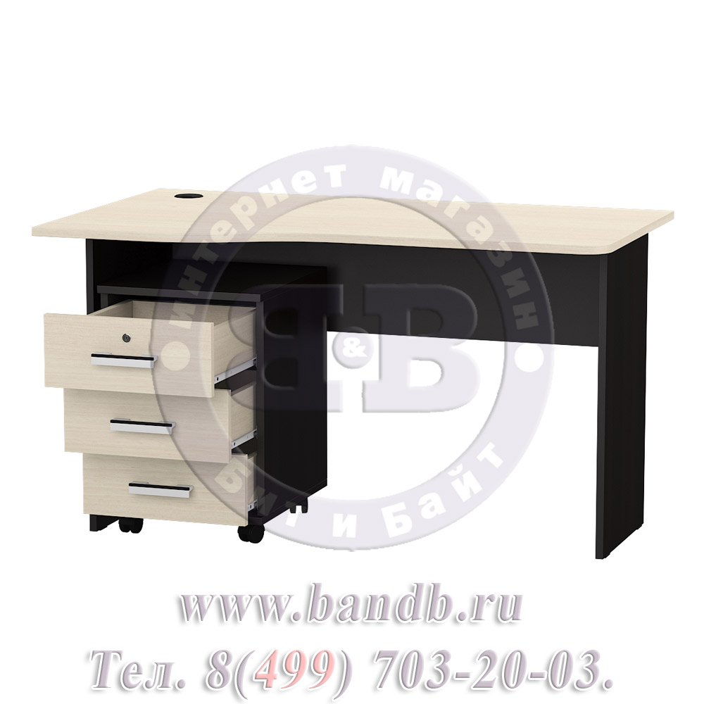 Письменный стол МД 1.04Т с подкатной тумбой цвет венге/дуб Картинка № 4