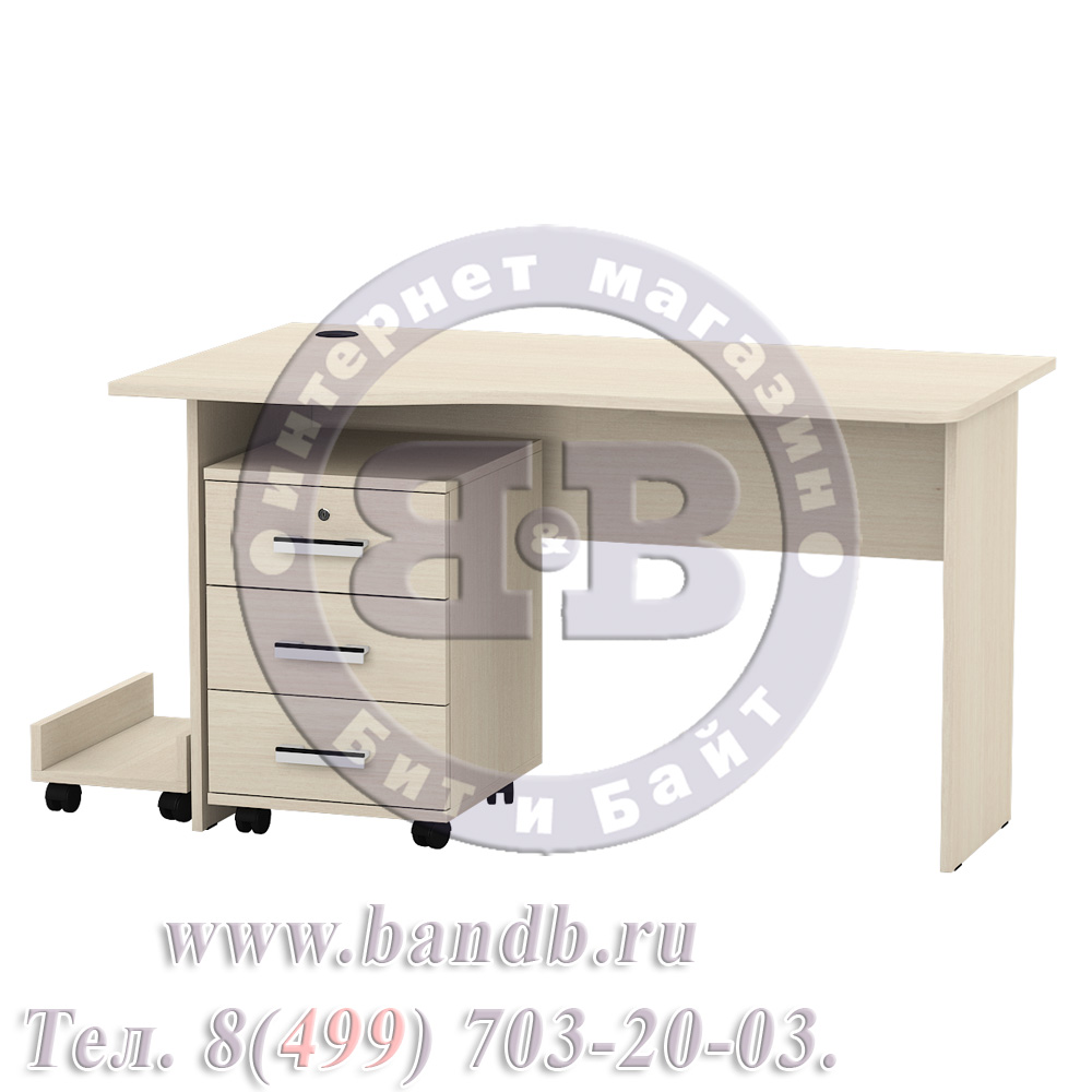Письменный стол МД 1.04ТП с тумбочкой и подставкой под системный блок цвет дуб Картинка № 3