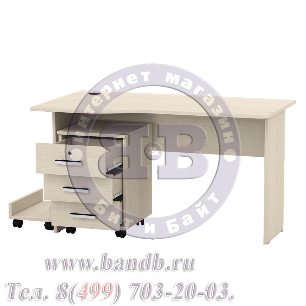 Письменный стол МД 1.04ТП с тумбочкой и подставкой под системный блок цвет дуб Картинка № 4