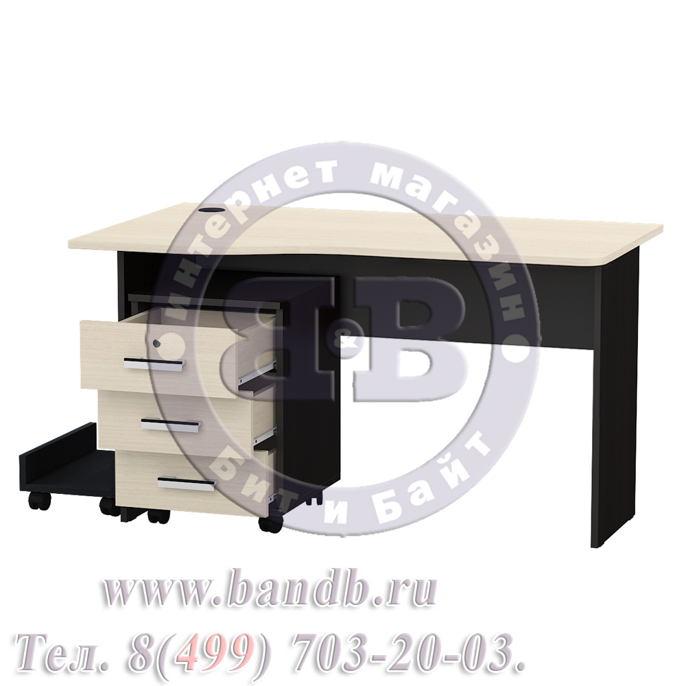 Письменный стол МД 1.04ТП с тумбочкой и подставкой под системный блок цвет венге/дуб Картинка № 4