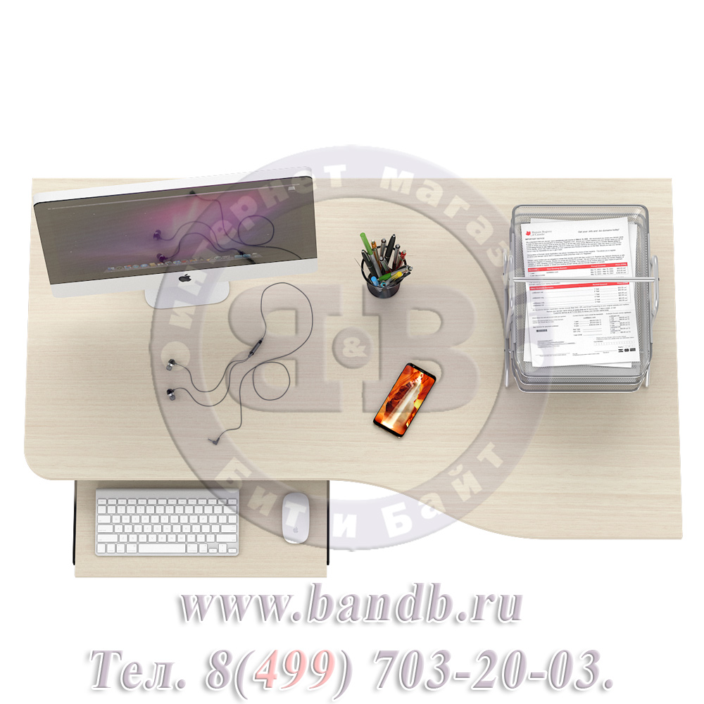 Компьютерный стол простой С-МД-1-04 цвет дуб универсальная сборка Картинка № 6