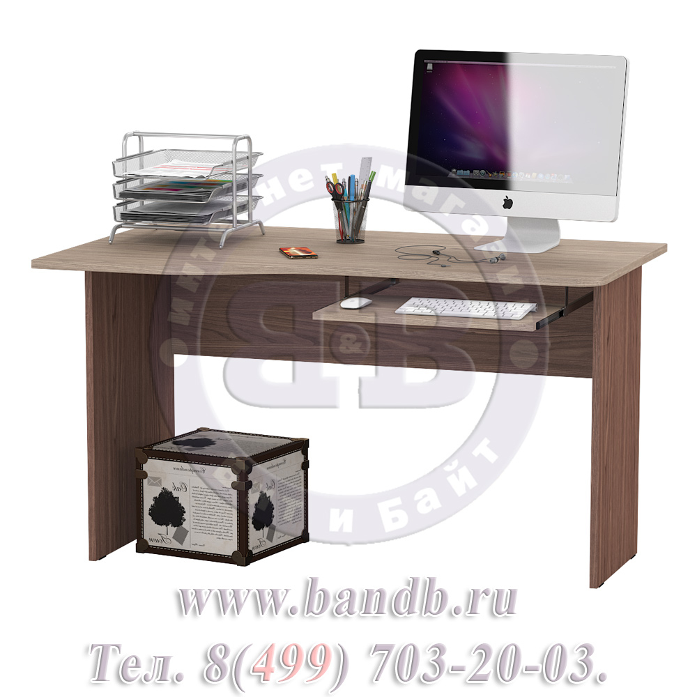 Компьютерный стол простой С-МД-1-04 цвет ясень шимо светлый/ясень шимо тёмный универсальная сборка Картинка № 2
