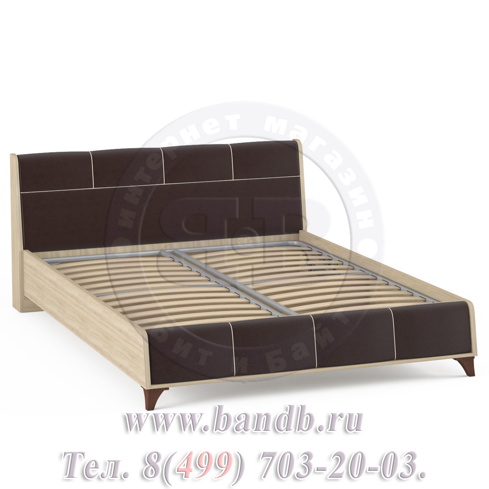Кровать 160 с подъёмным основанием Келли цвет дуб сонома/тёмно-коричневая эко-кожа Картинка № 3
