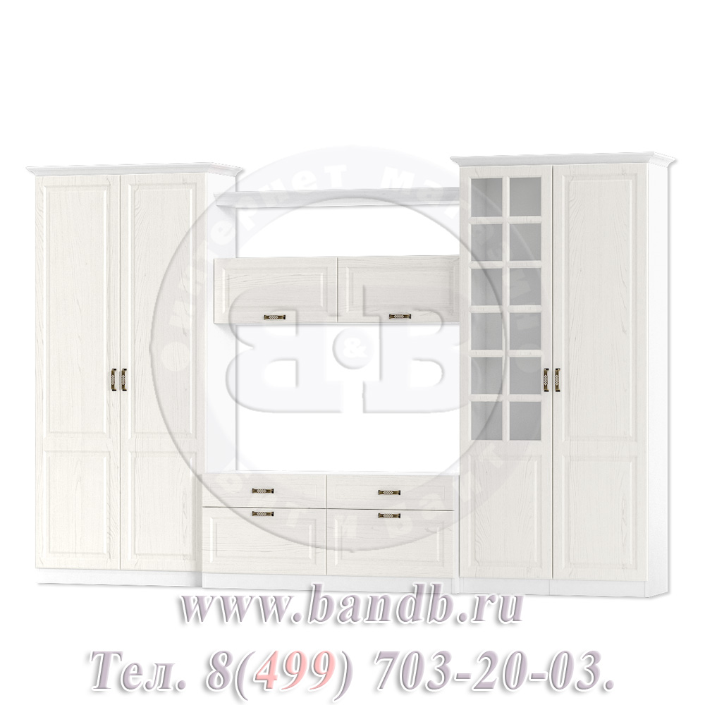 Стенка в гостиную со шкафом для одежды Ливерпуль № 4 цвет ясень ваниль/белый Картинка № 4