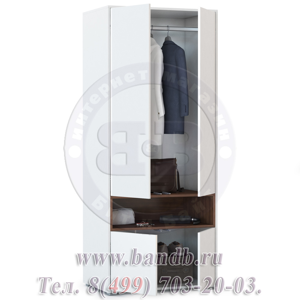 Шкаф для одежды с нишей Лайт 10.74 цвет орех селект каминный/белый премиум Картинка № 2