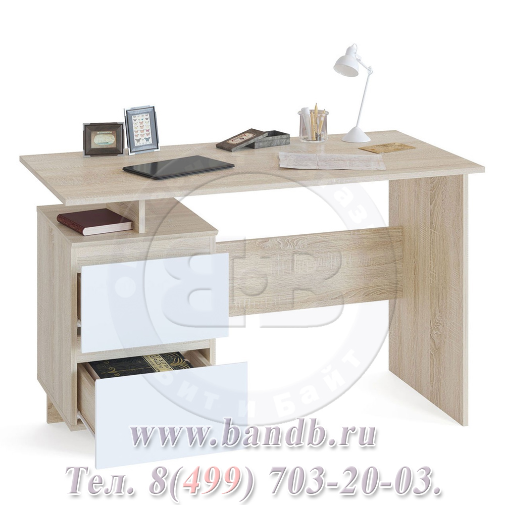 Письменный стол СПМ-19, цвет дуб сонома/белый Картинка № 2