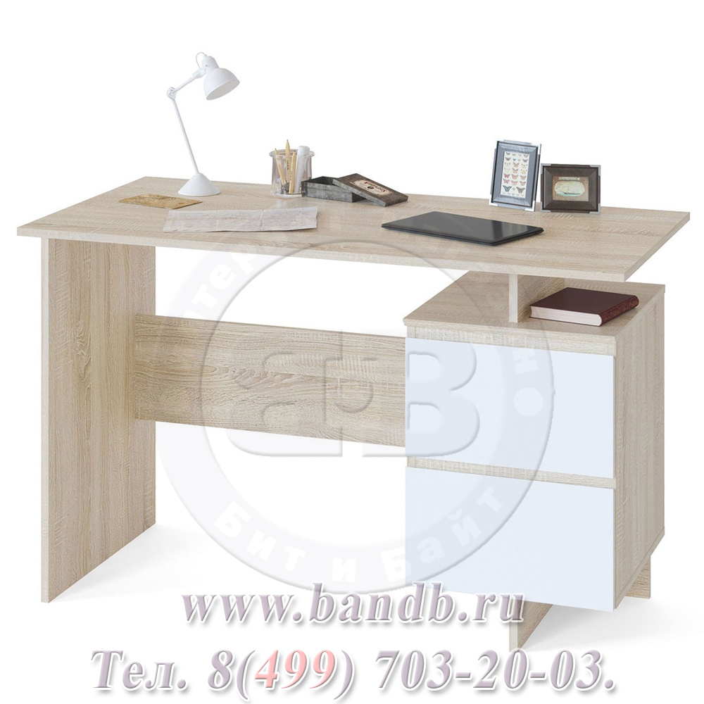 Письменный стол СПМ-19, цвет дуб сонома/белый Картинка № 3