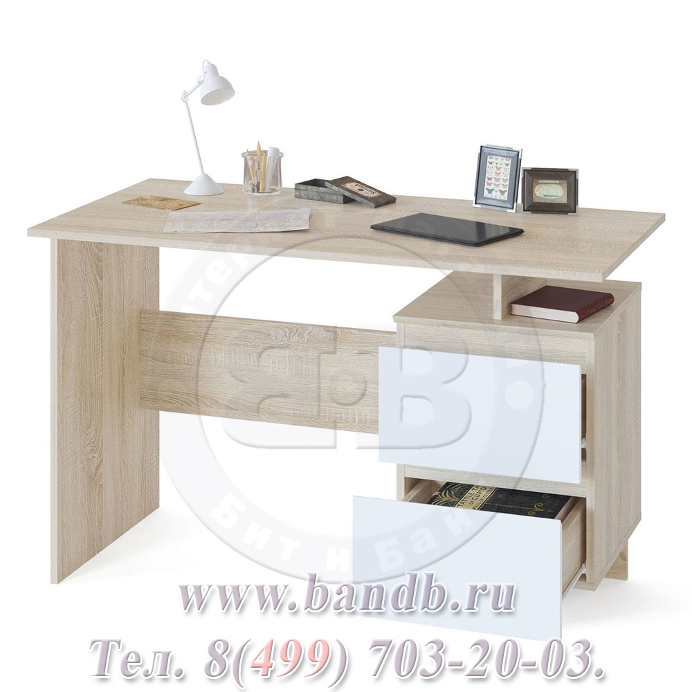 Письменный стол СПМ-19, цвет дуб сонома/белый Картинка № 4