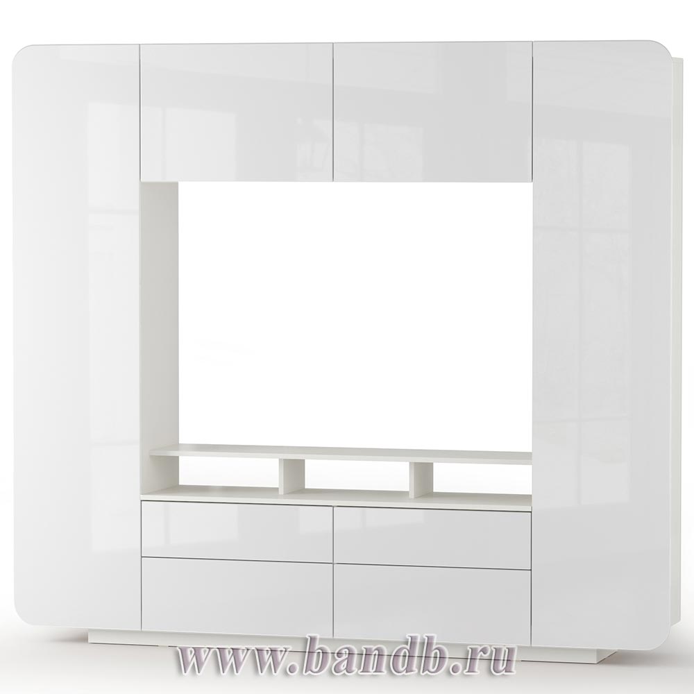 Гостиная Румба (Шкаф комбинированный 03.272), цвет белый/белый глянец Картинка № 3