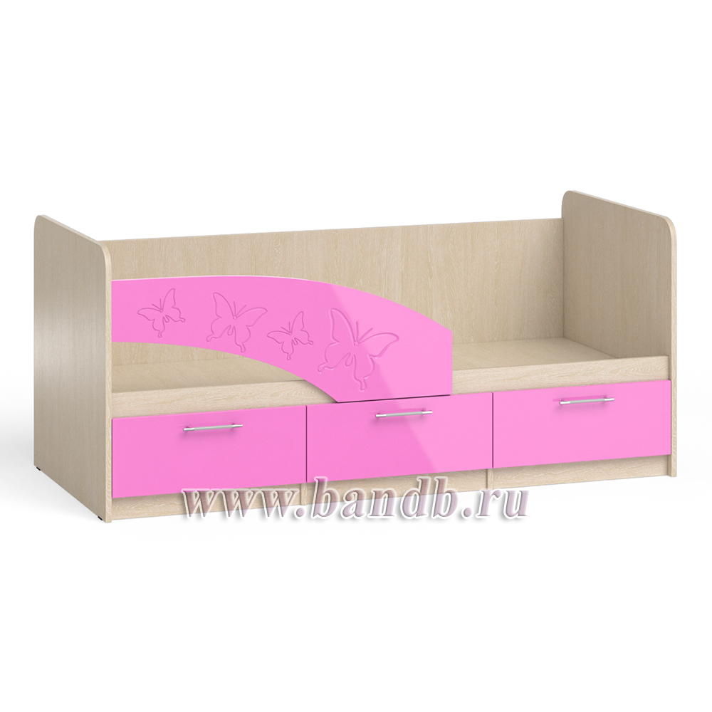 Кровать детская Бабочки 1,8Л ЛЕВАЯ цвет дуб атланта/розовый глянец, распродажа с экспозиции Картинка № 3
