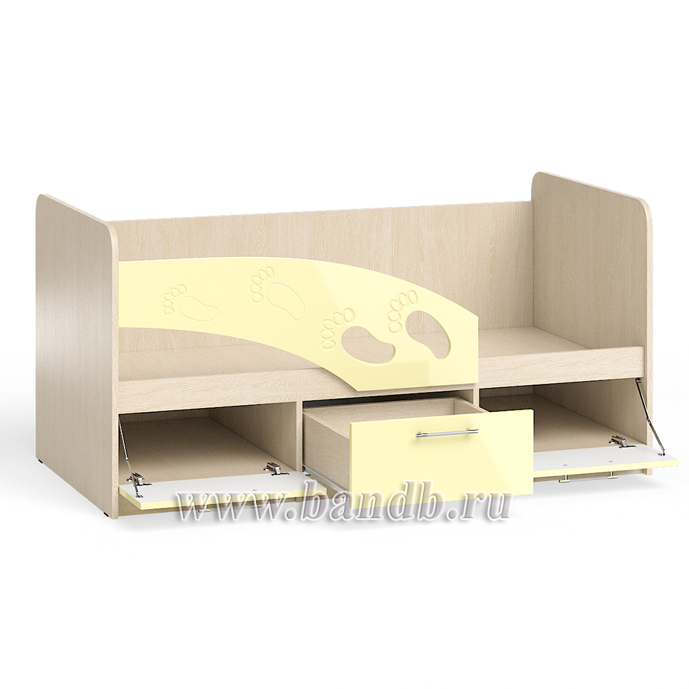 Кровать детская с ящиками Топ-Топ 1,6 левая цвет дуб атланта/ваниль глянец Картинка № 4