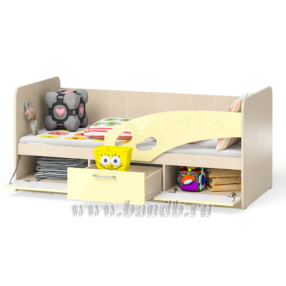 Кровать детская с ящиками Топ-Топ 1,8 правая цвет дуб атланта/ваниль глянец Картинка № 2