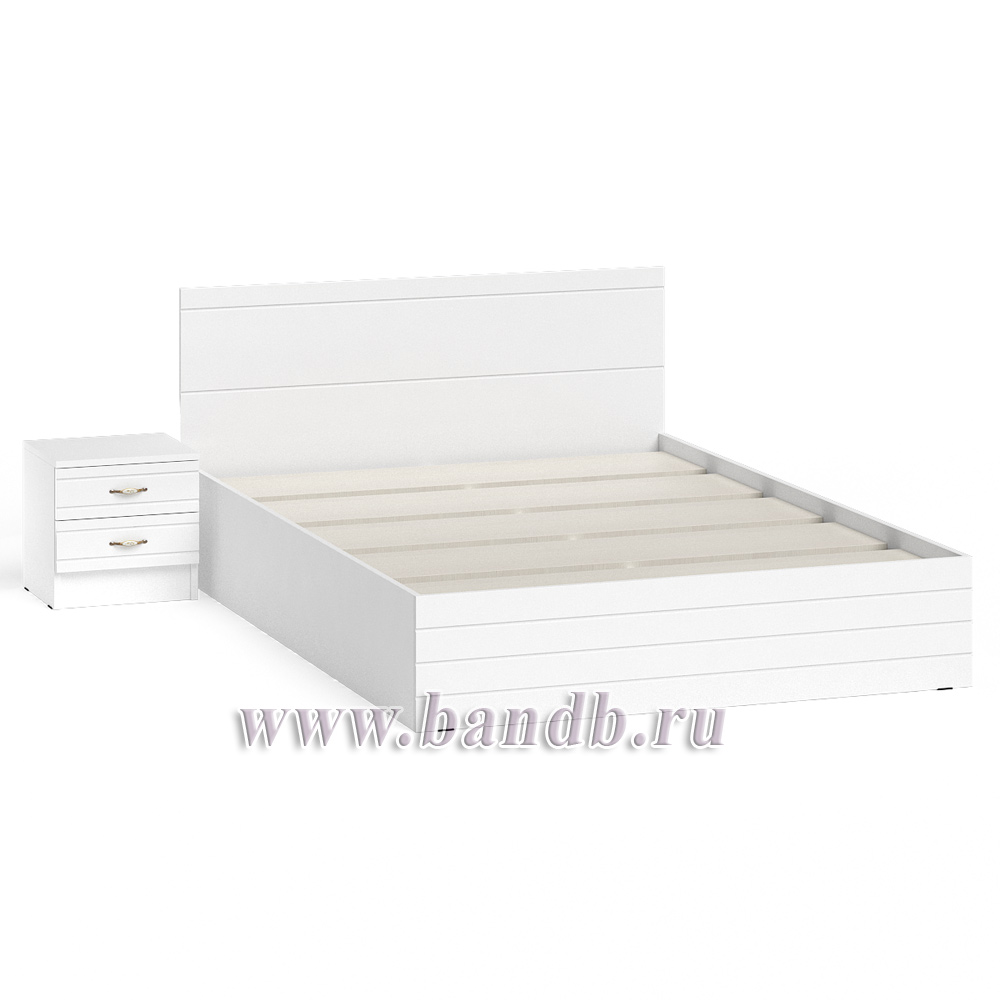 Кровать Елена 1400 с прикроватной тумбой цвет белый/белый глянец Картинка № 3