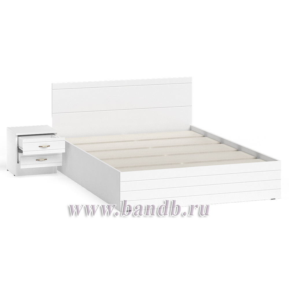 Кровать Елена 1400 с прикроватной тумбой цвет белый/белый глянец Картинка № 4