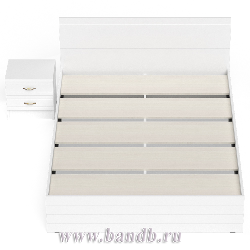 Кровать Елена 1400 с прикроватной тумбой цвет белый/белый глянец Картинка № 7