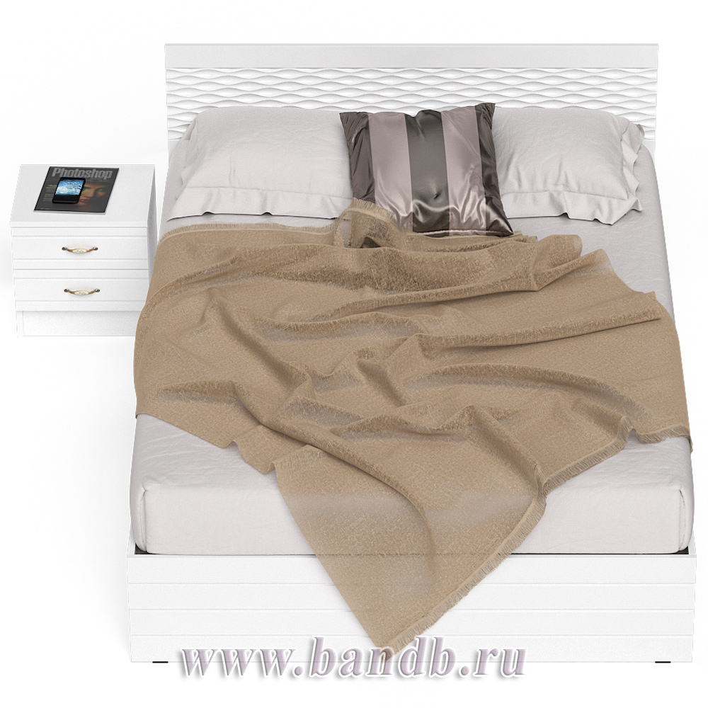 Кровать Ручеёк 1400 с прикроватной тумбой цвет белый/белый глянец Картинка № 5