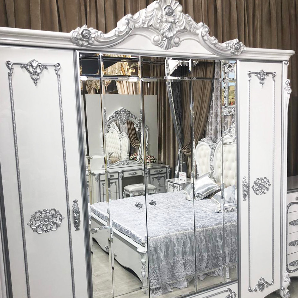 Спальня Дольче Вита СДВ-01 Шкаф 5-ти дверный, цвет белый глянец с серебром Картинка № 9
