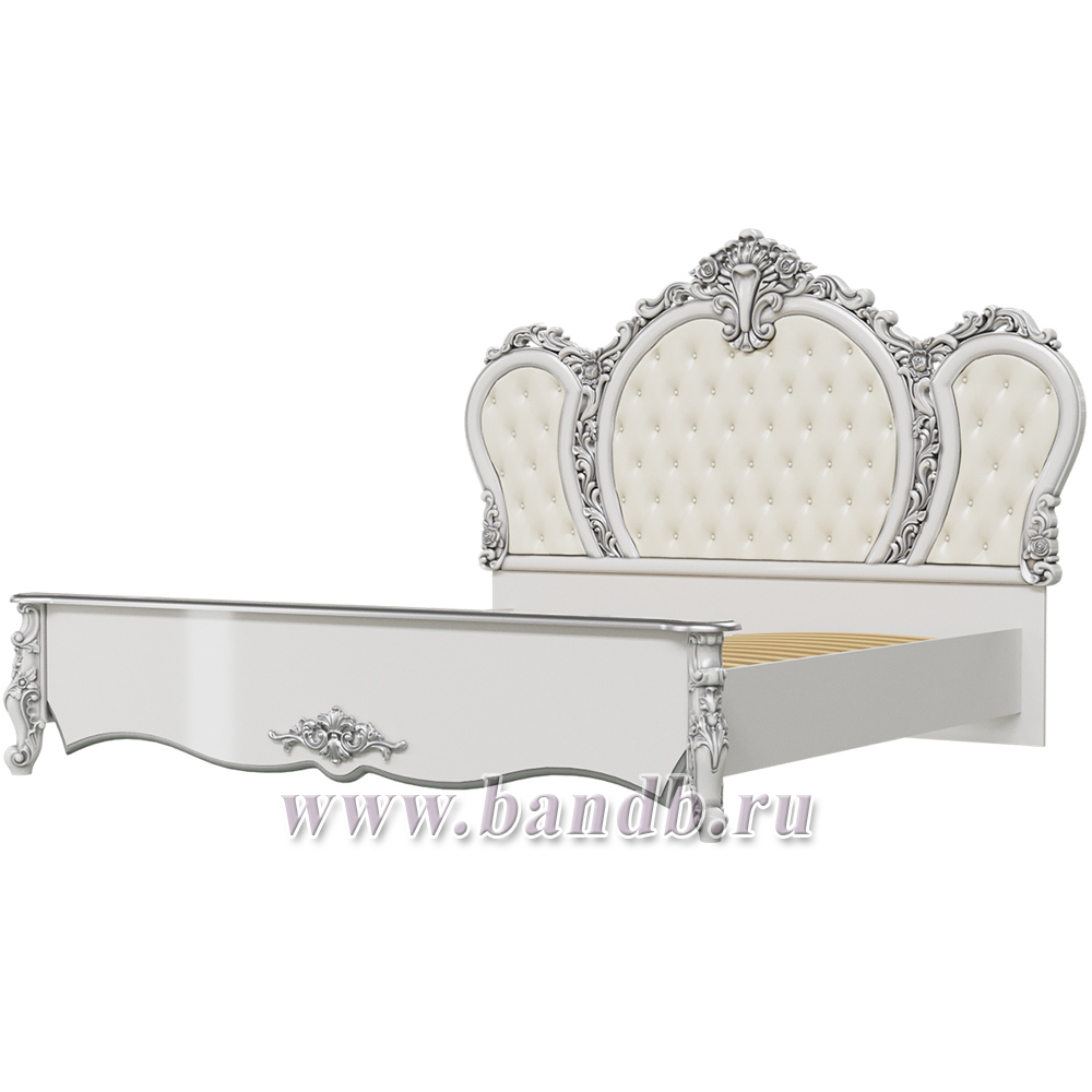 Спальня Дольче Вита СДВ-03 Кровать 1800, цвет белый глянец с серебром Картинка № 2