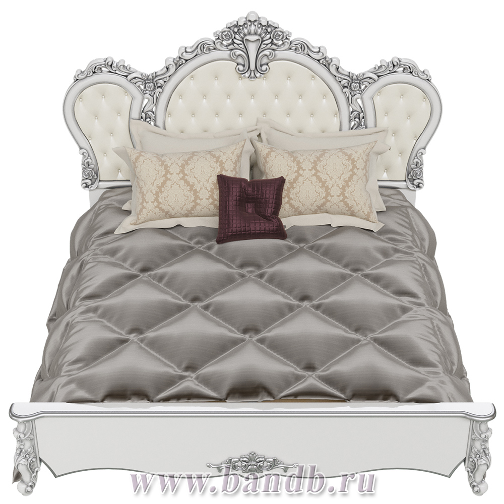 Спальня Дольче Вита СДВ-03 Кровать 1800, цвет белый глянец с серебром Картинка № 3
