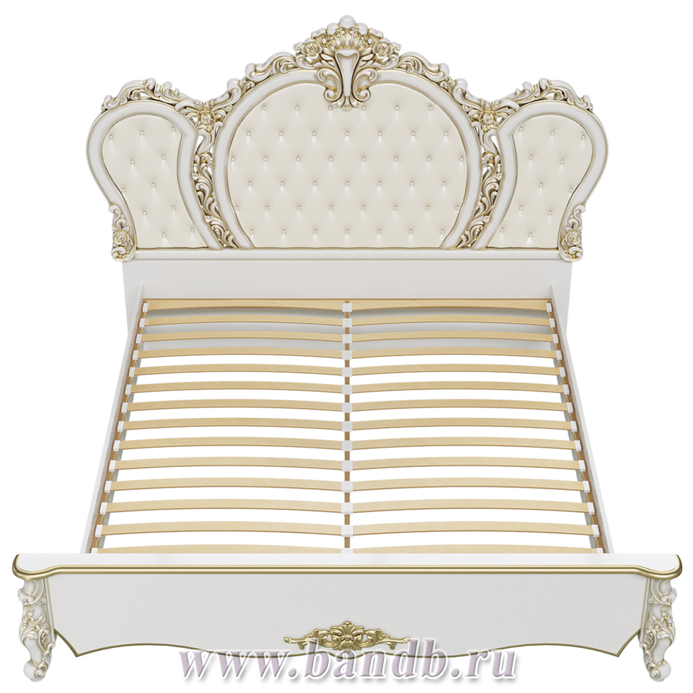 Кровать Дольче Вита 1800 с ортопедическим основанием цвет белый глянец с золотом Картинка № 4