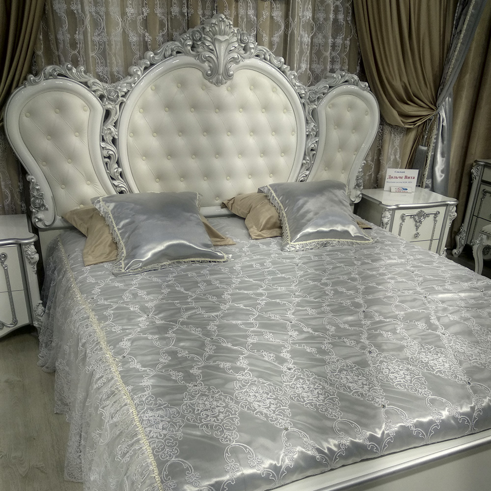 Спальня Дольче Вита СДВ-03 Кровать 1800, цвет белый глянец с серебром Картинка № 9