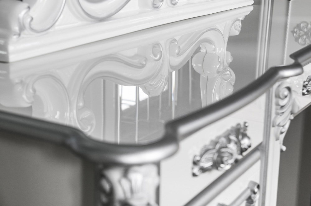Стол туалетный с зеркалом Дольче Вита белый глянец с серебром распродажа премуим мебели Картинка № 8