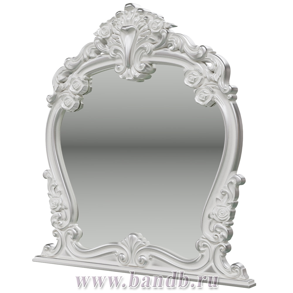 Стол туалетный с зеркалом и пуфом Дольче Вита, цвет белый глянец с серебром Картинка № 6