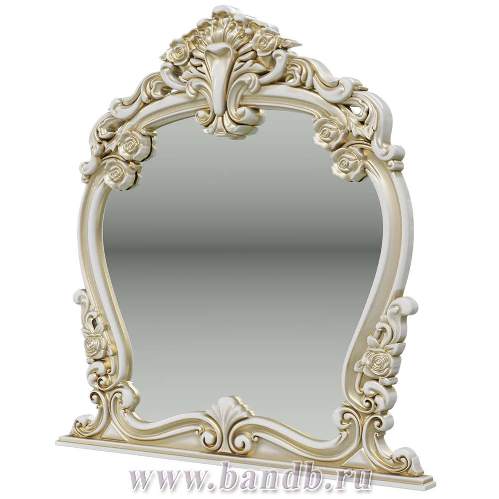 Столик туалетный с зеркалом Дольче Вита, цвет белый глянец с золотом Картинка № 6
