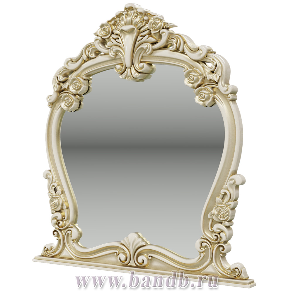 Стол туалетный с зеркалом и пуфом Дольче Вита, цвет слоновая кость/золото Картинка № 6